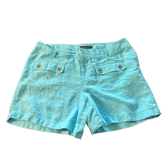 INC women's size 12 teal linen shorts - Picture 1 of 3